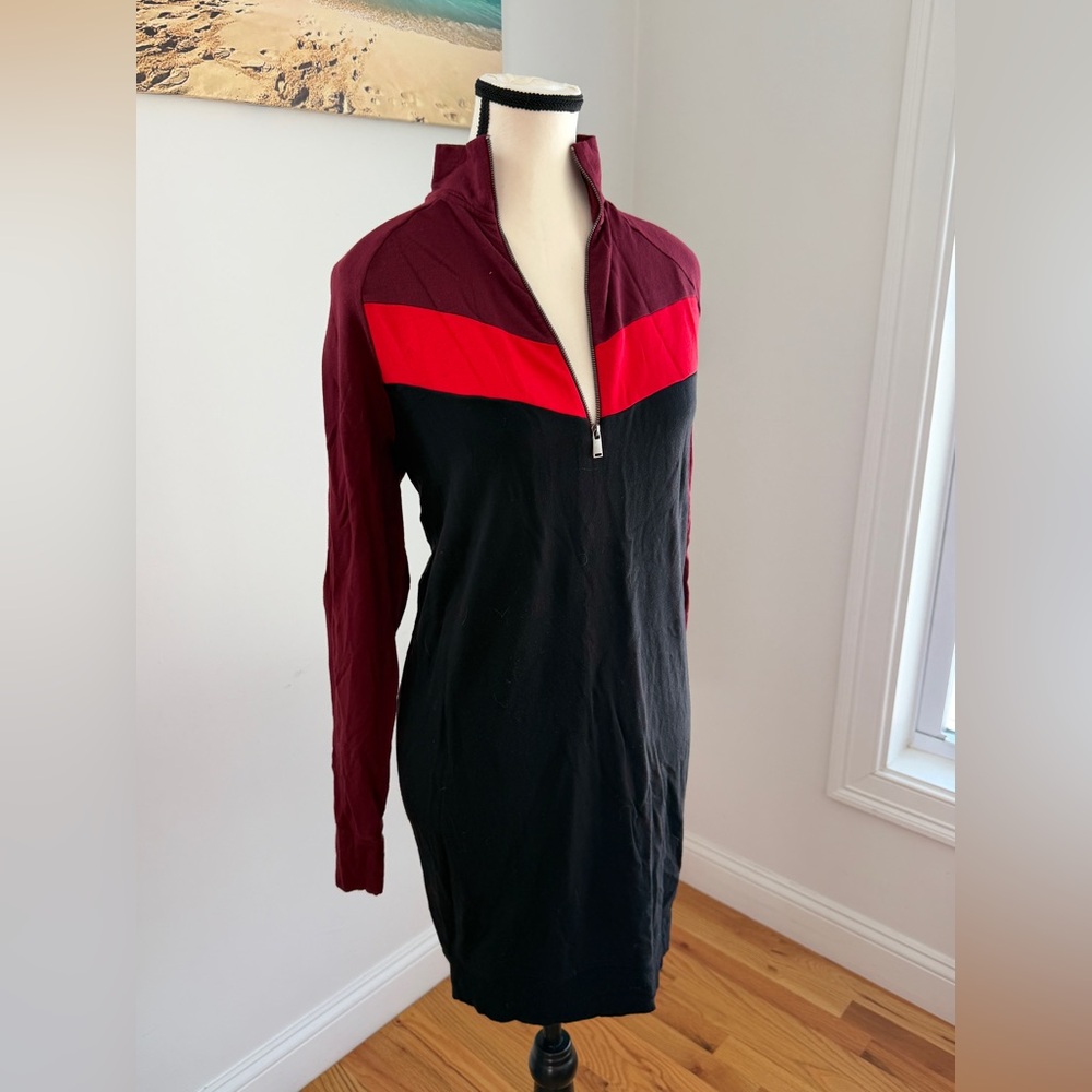 Express Burgundy, Red and Black Sweatshirt dress - SO CUTE! SO COMFY!